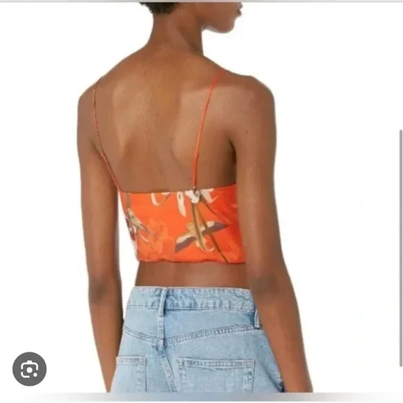 All Saints Alexia Dorada Sleeveless Floral Top, Size 8, Color Orange/Cream/green - Picture 3 of 10